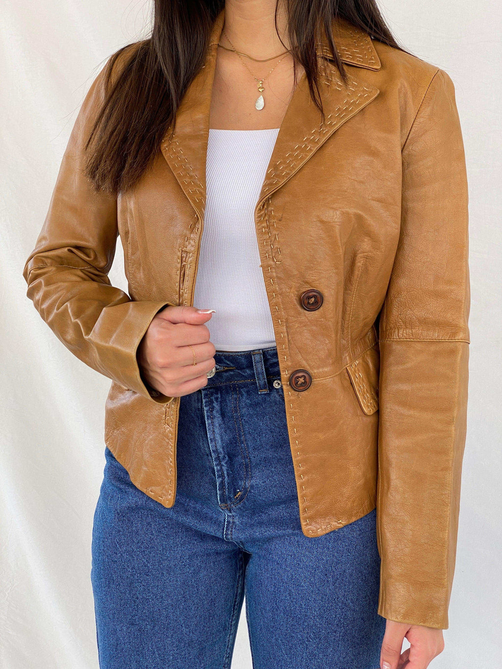 Vintage Intrend Genuine Leather Blazer - Balagan Vintage Leather Blazer 00s, 90s, genuine leather, genuine leather jacket, NEW IN, Rama