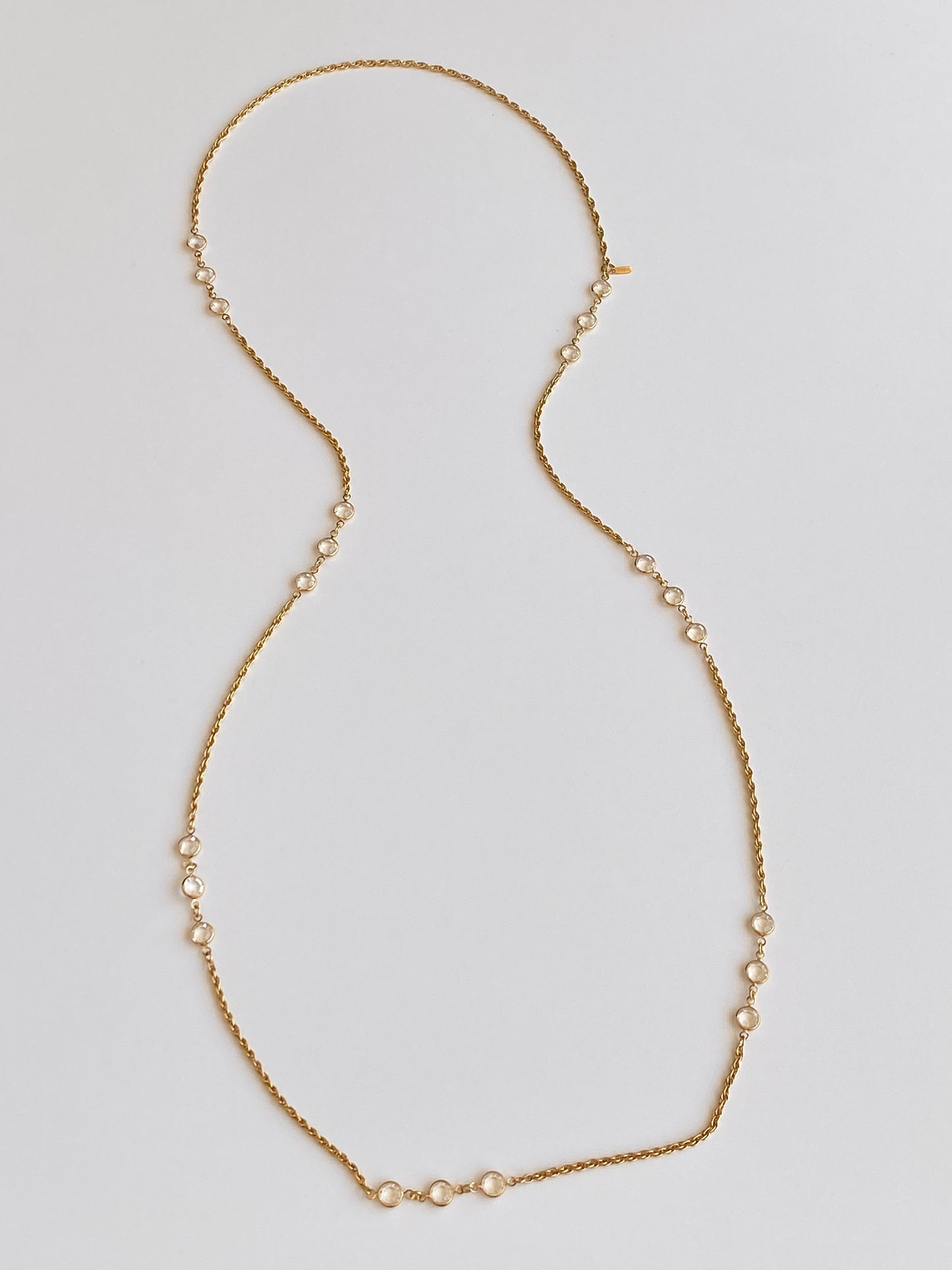 Vintage Monet Gold-Tone Crystal Long Convertible Double Strand Necklace