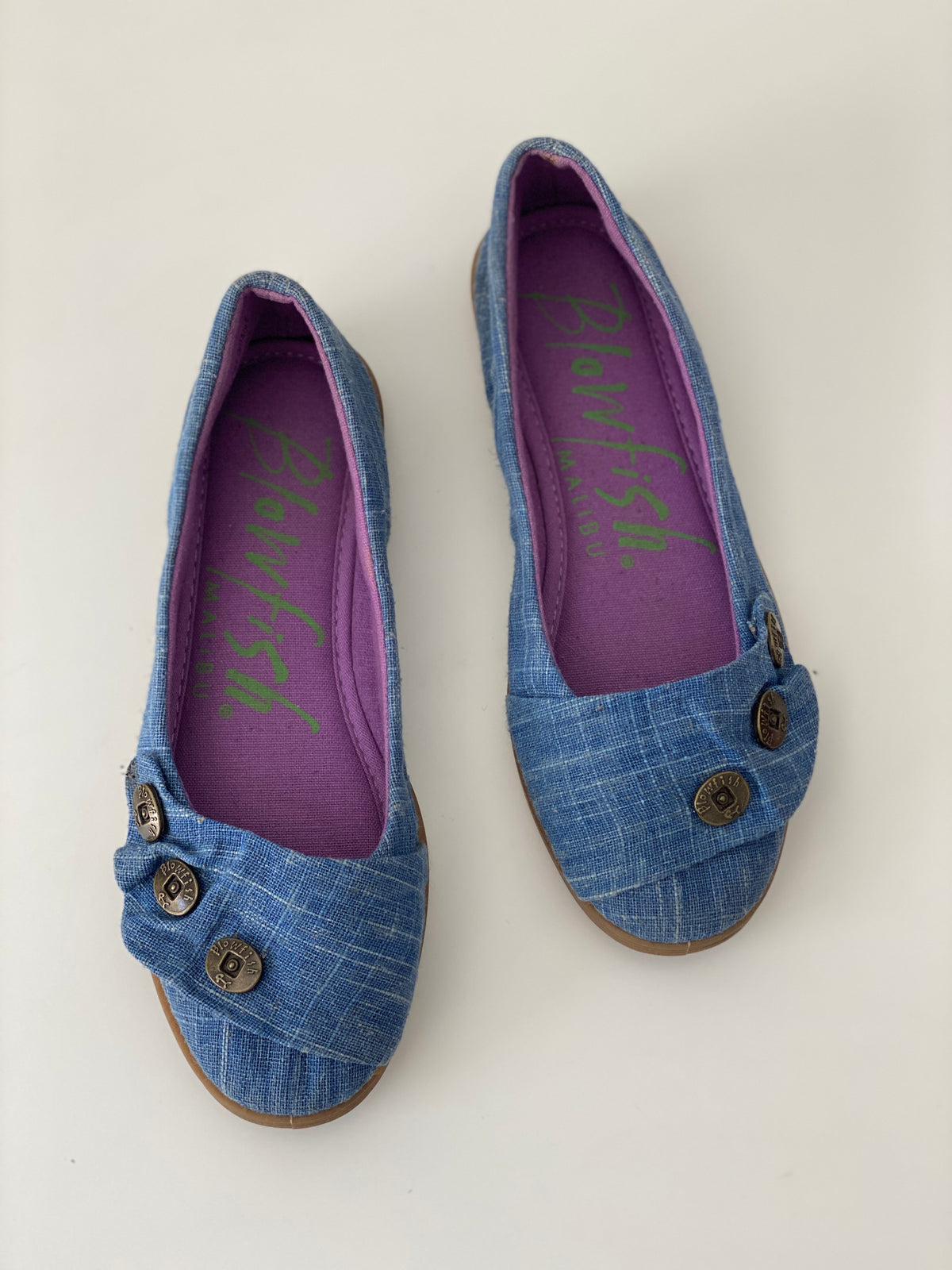 Vintage Y2K Blowfish Malibu Blue Denim Button Ballet Flats - 36.5 EU Vintage Y2K Blowfish Malibu Blue Denim Button Ballet Flats - 36.5 EU