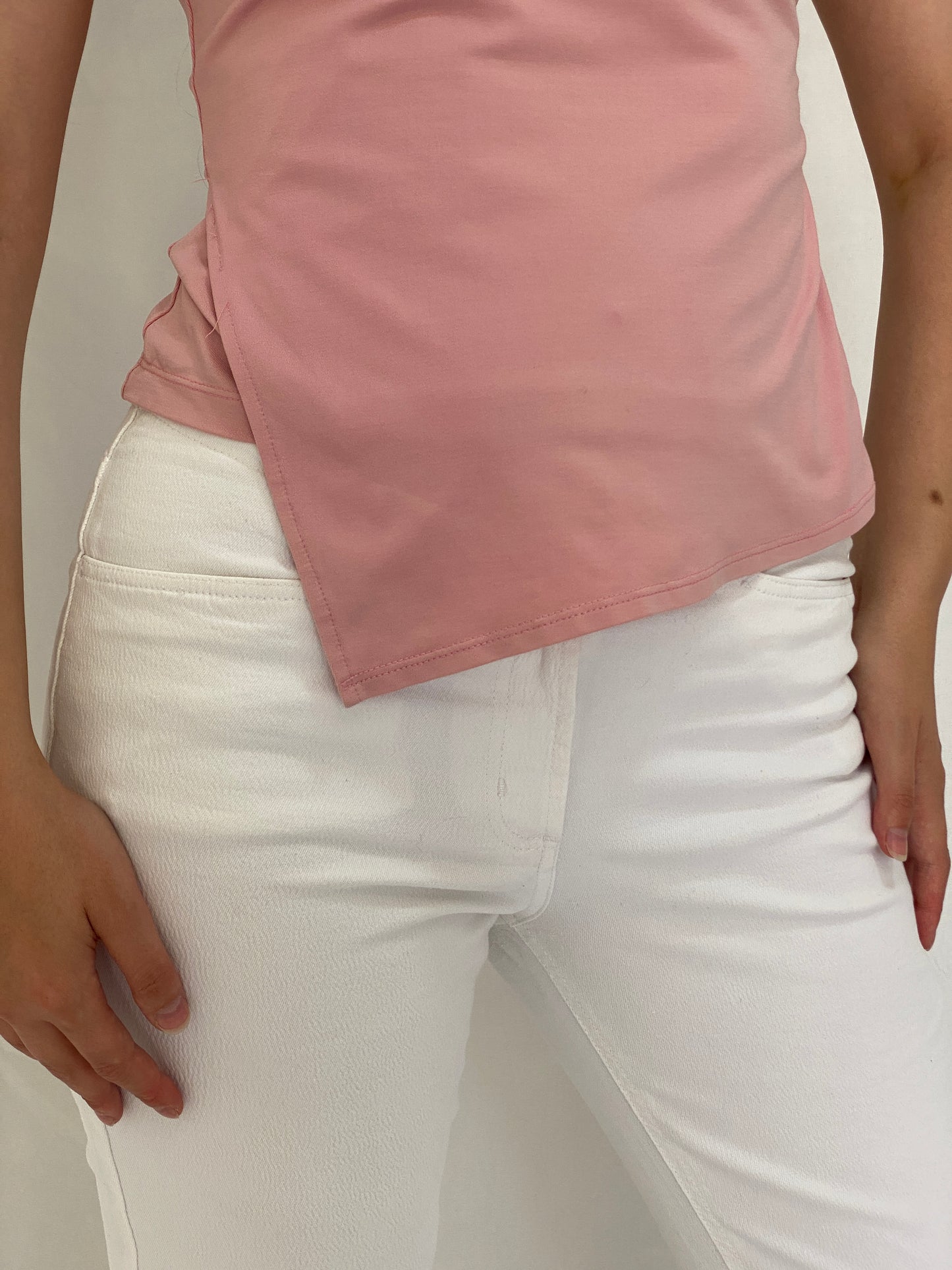 OJAY Blush Pink Asymmetrical Sleeveless Stretch Top – S
