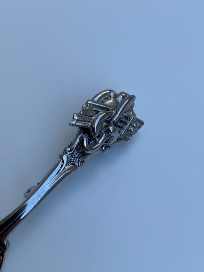 Vintage Silver Tone Spoon Brooch Figural Cutlery Lapel Pin
