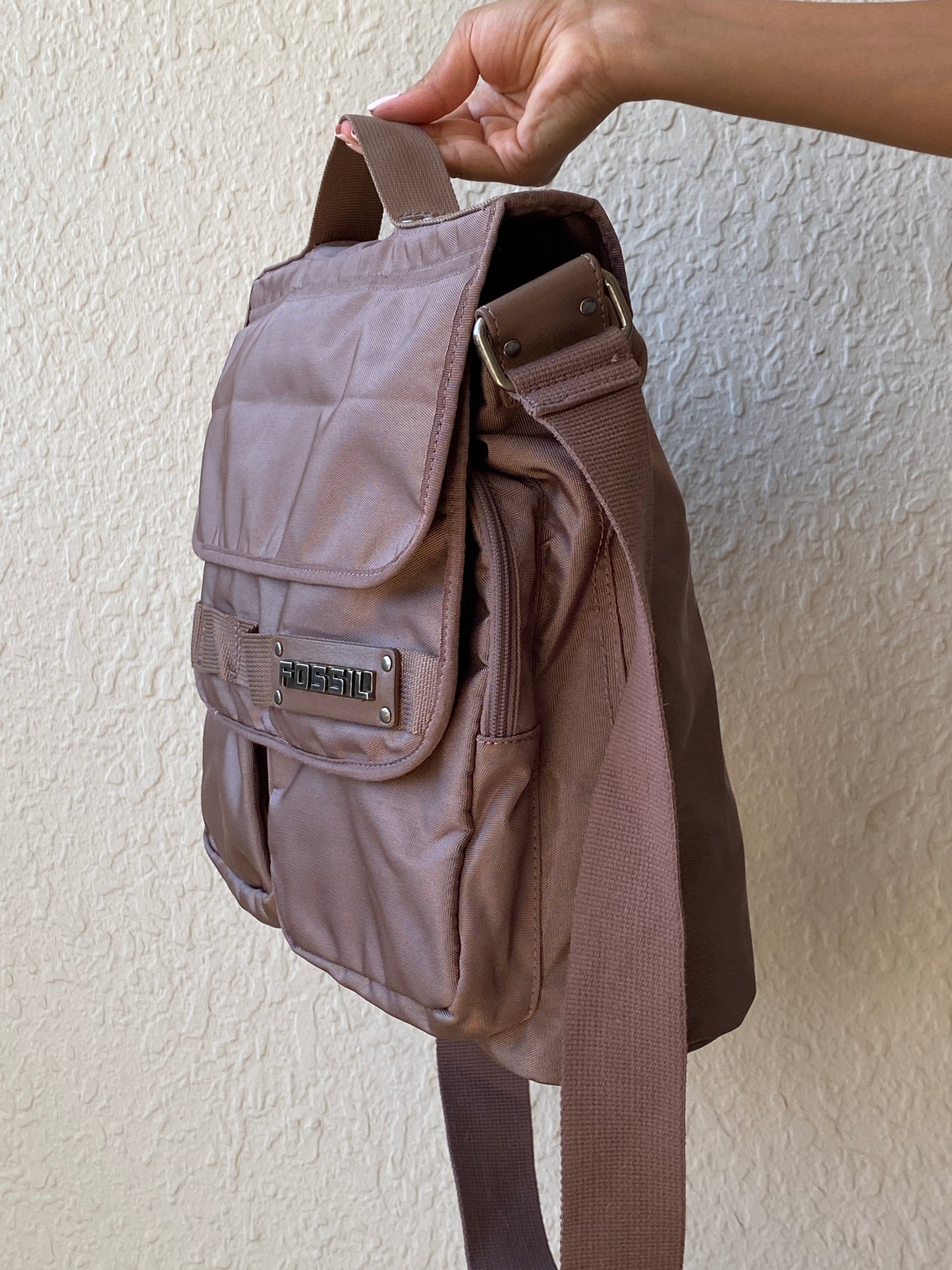 Fossil Taupe Heavyweight Nylon Laptop Messenger Bag