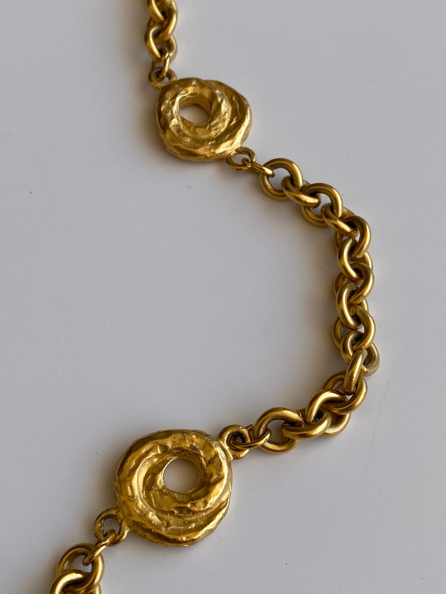 Vintage Gold-Tone Textured Link Long Necklace – Convertible Chain Belt