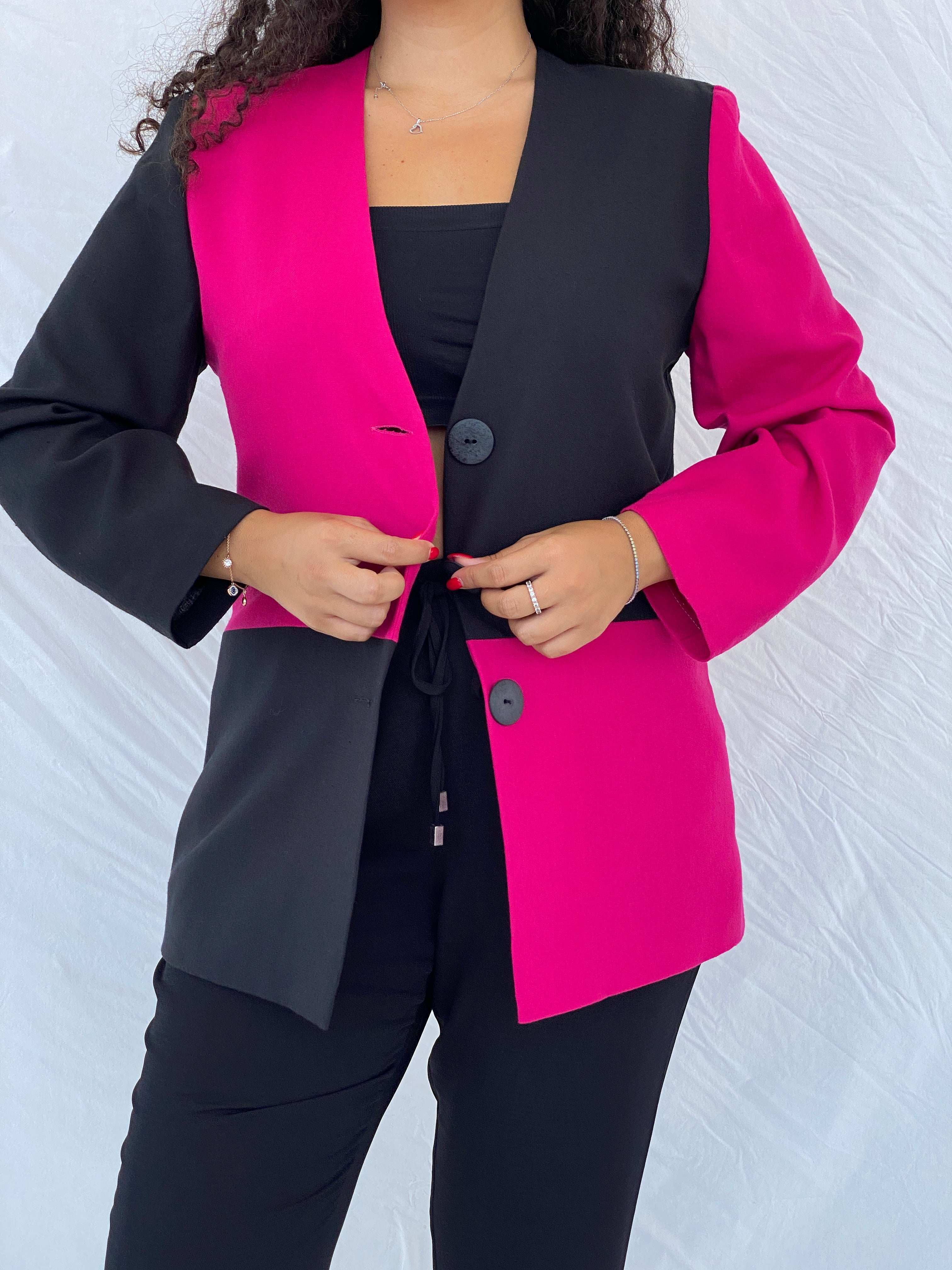 Vintage 70s Trevira Color Block Blazer - Size M