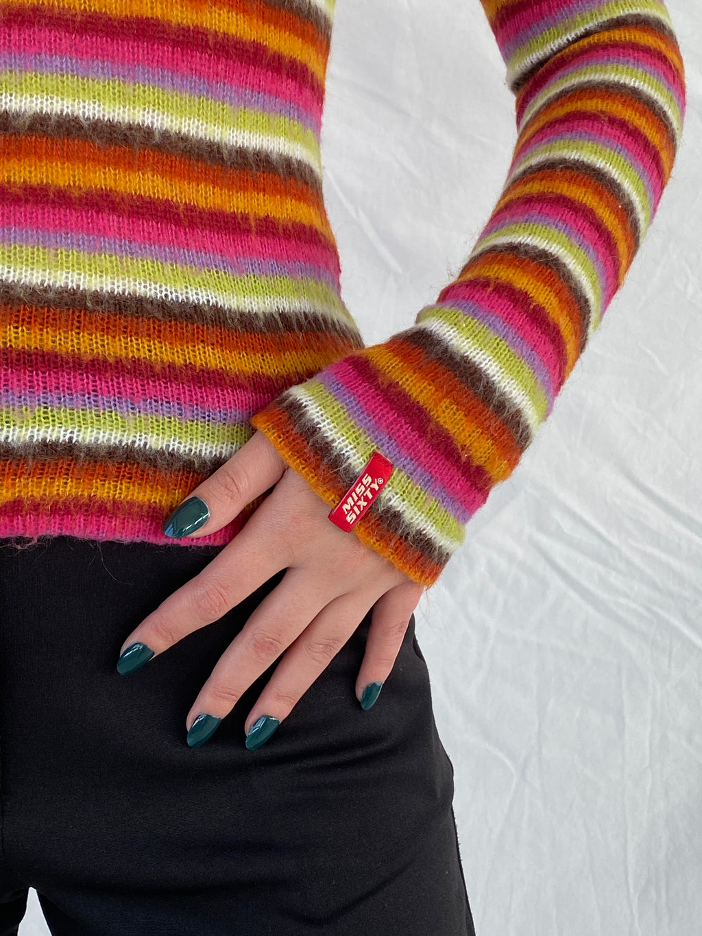 Miss Sixty Basics Multicolor Striped Turtle Neck Long Sleeve Top - M