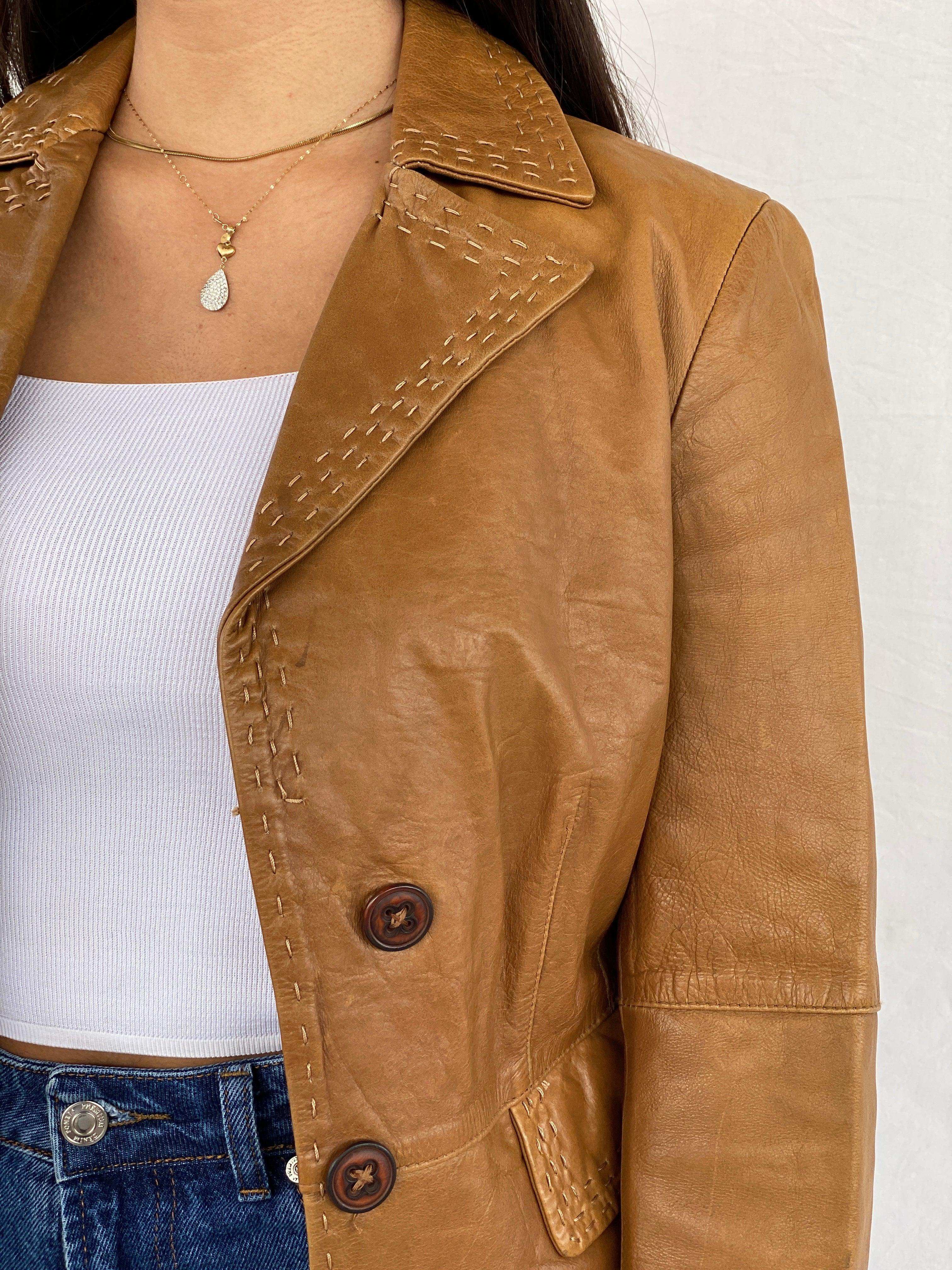 Vintage Intrend Genuine Leather Blazer - Balagan Vintage Leather Blazer 00s, 90s, genuine leather, genuine leather jacket, NEW IN, Rama