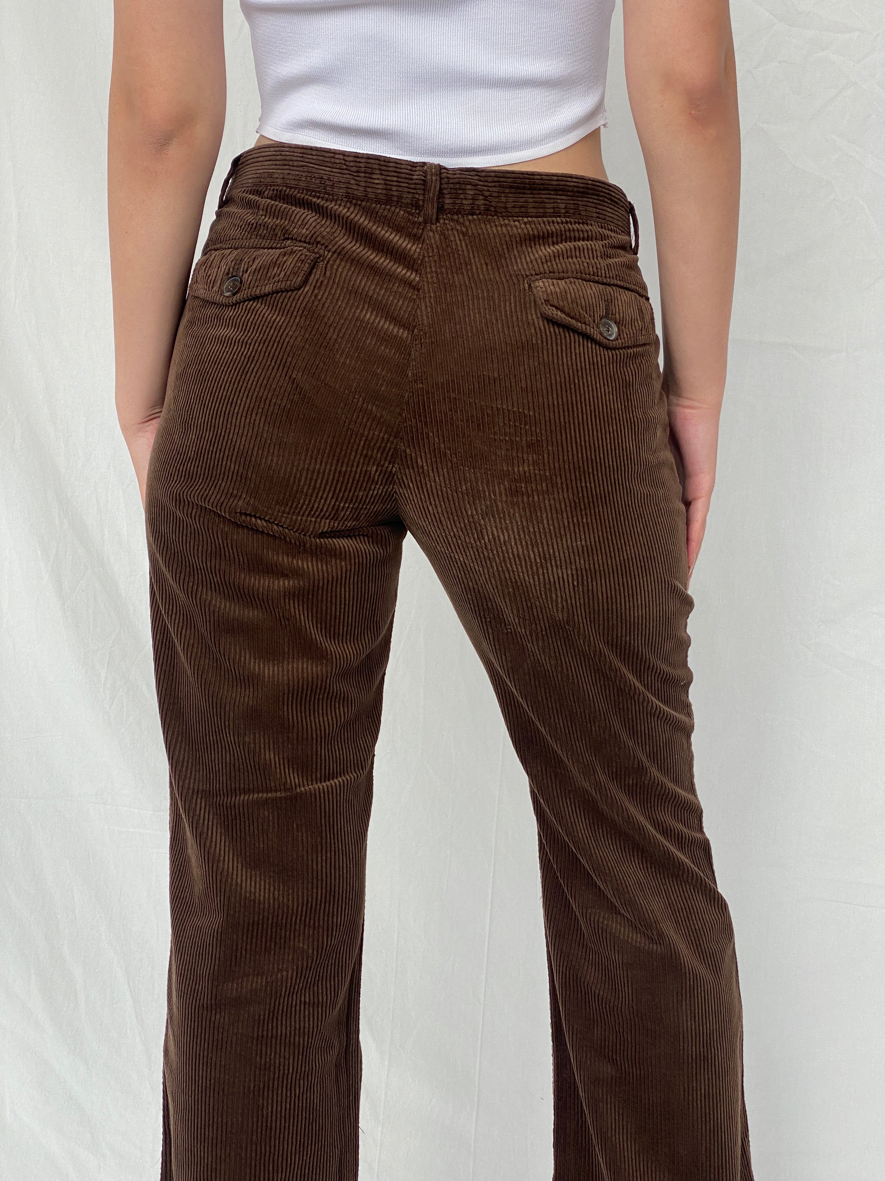 SOFIE D'HOORE بنطلون نسائي من قماش مخملي بني بقصة مستقيمة - 38 يورو