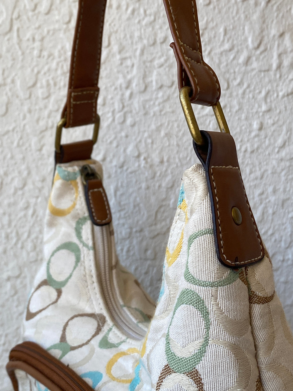 Cutest Treviso Tan Monogram Small Brown Strap Women’s Shoulder Bag