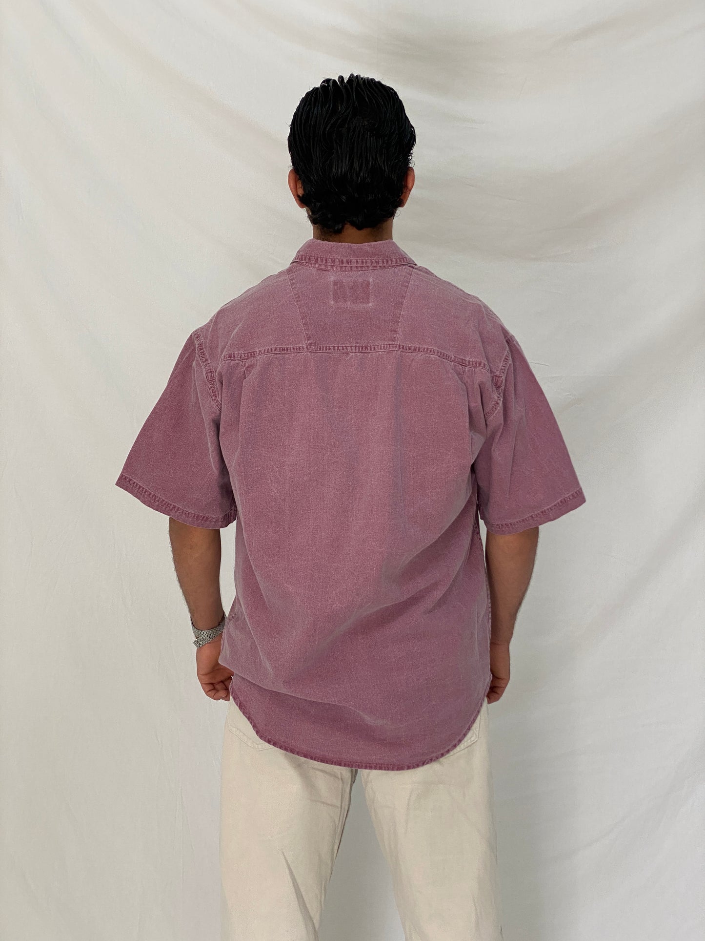 Vintage Wrangler HERO Washed Purple Cotton Shirt Oversized Workwear Shirt - M