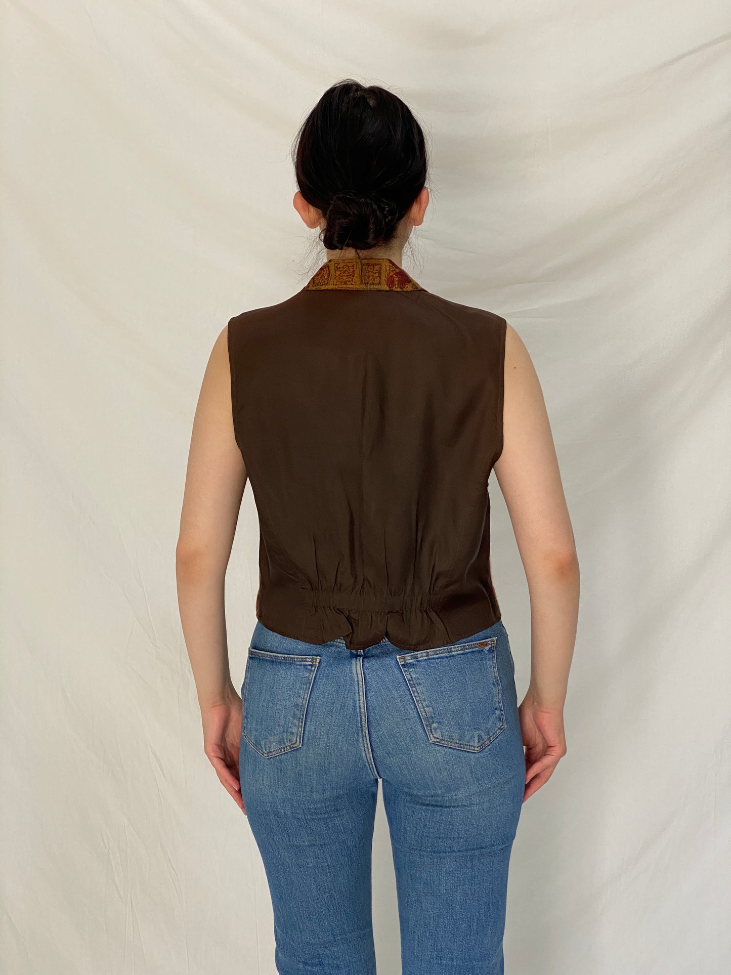 Vintage 90s Liz Wear Tapestry Floral Button-Up Vest - M