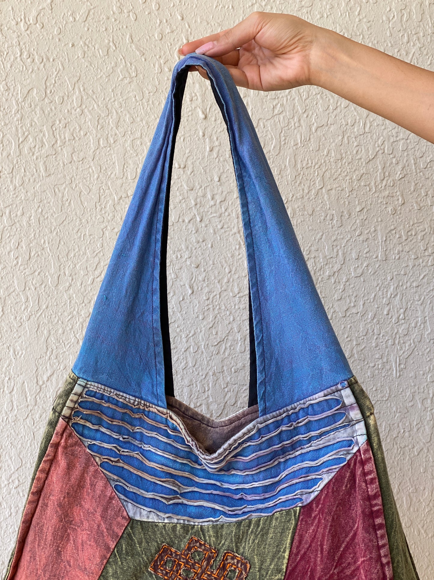 Hippie Hobo Bohemian Multi-colored Patchwork Cotton Shoulder Bag