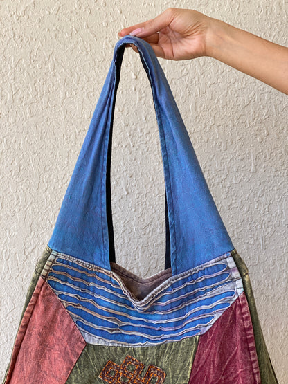 Hippie Hobo Bohemian Multi-colored Patchwork Cotton Shoulder Bag