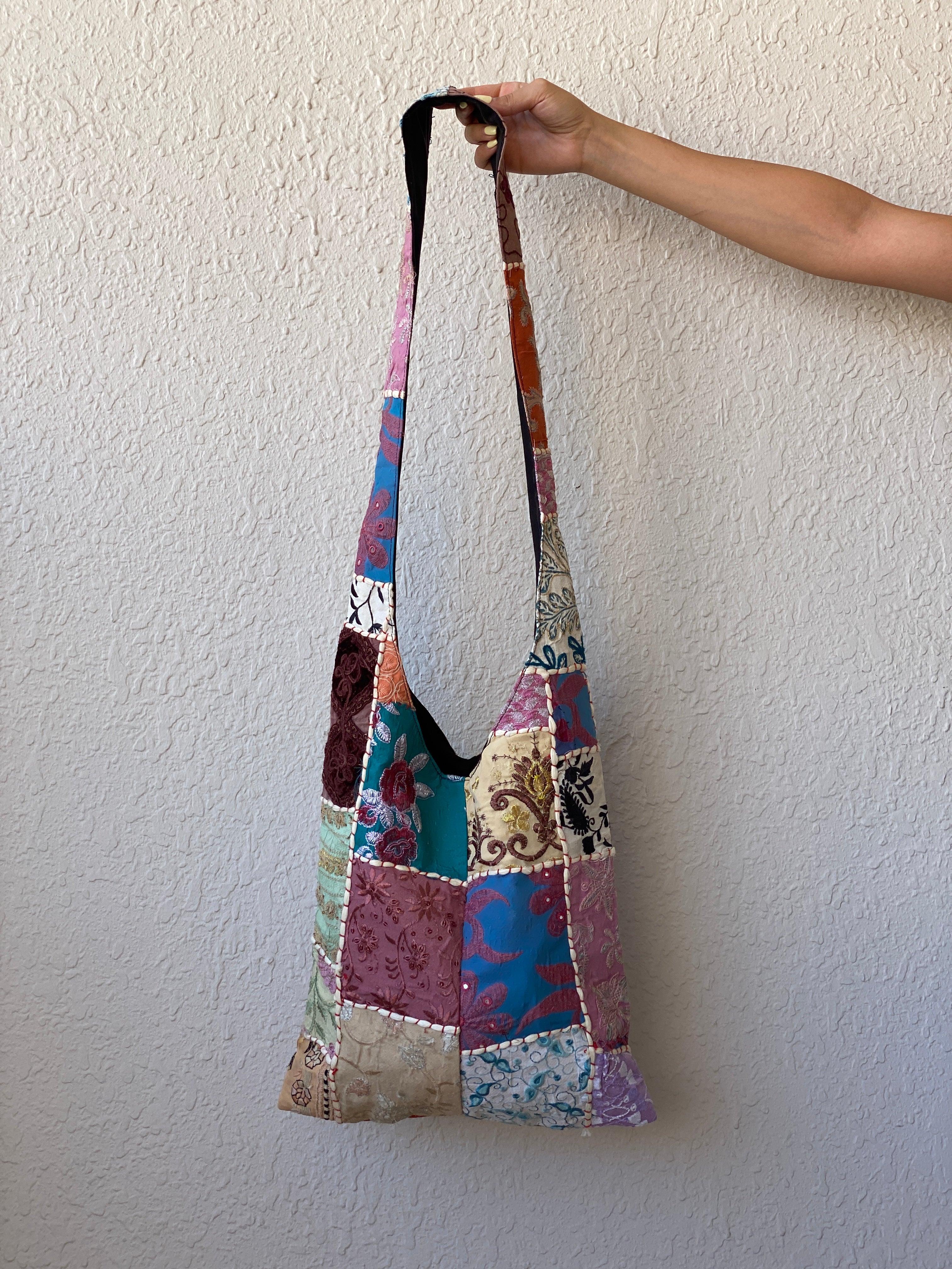 Vintage Patchwork Boho Shoulder Bag Handmade Embroidered Fabric Tote Bag