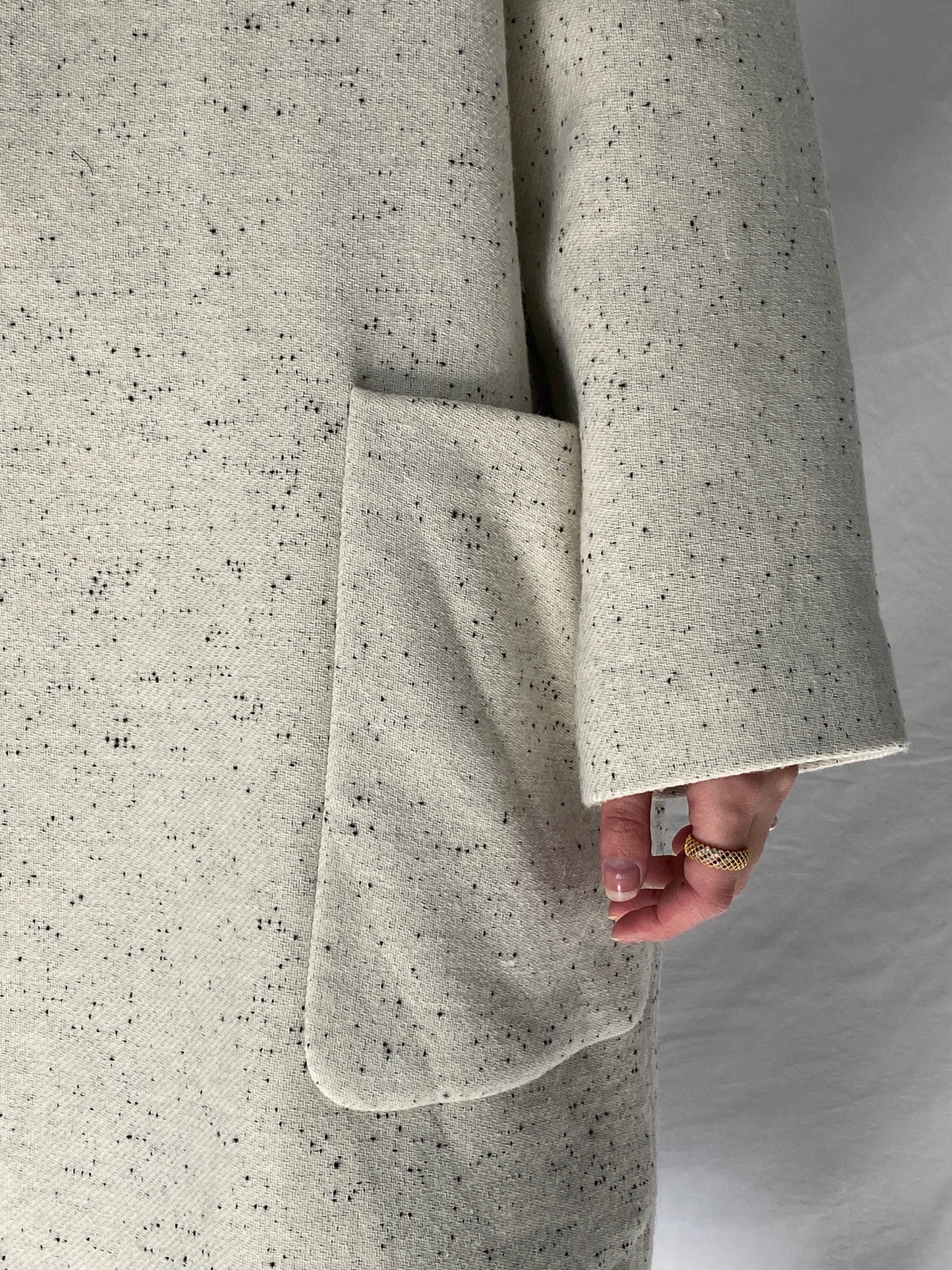Autograph Cream Speckled Oversized Wool-Blend Italian Fabric Coat - XL