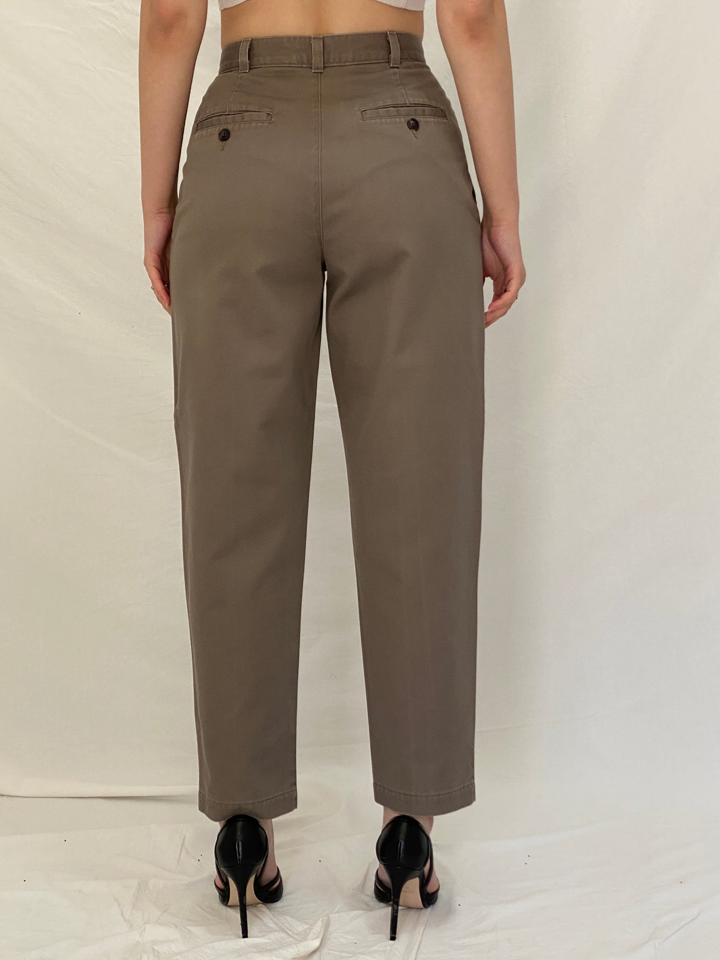 Vintage Dockers Classic Cotton Khaki Trousers Taupe Straight Leg Y2K Minimalist Pants - S