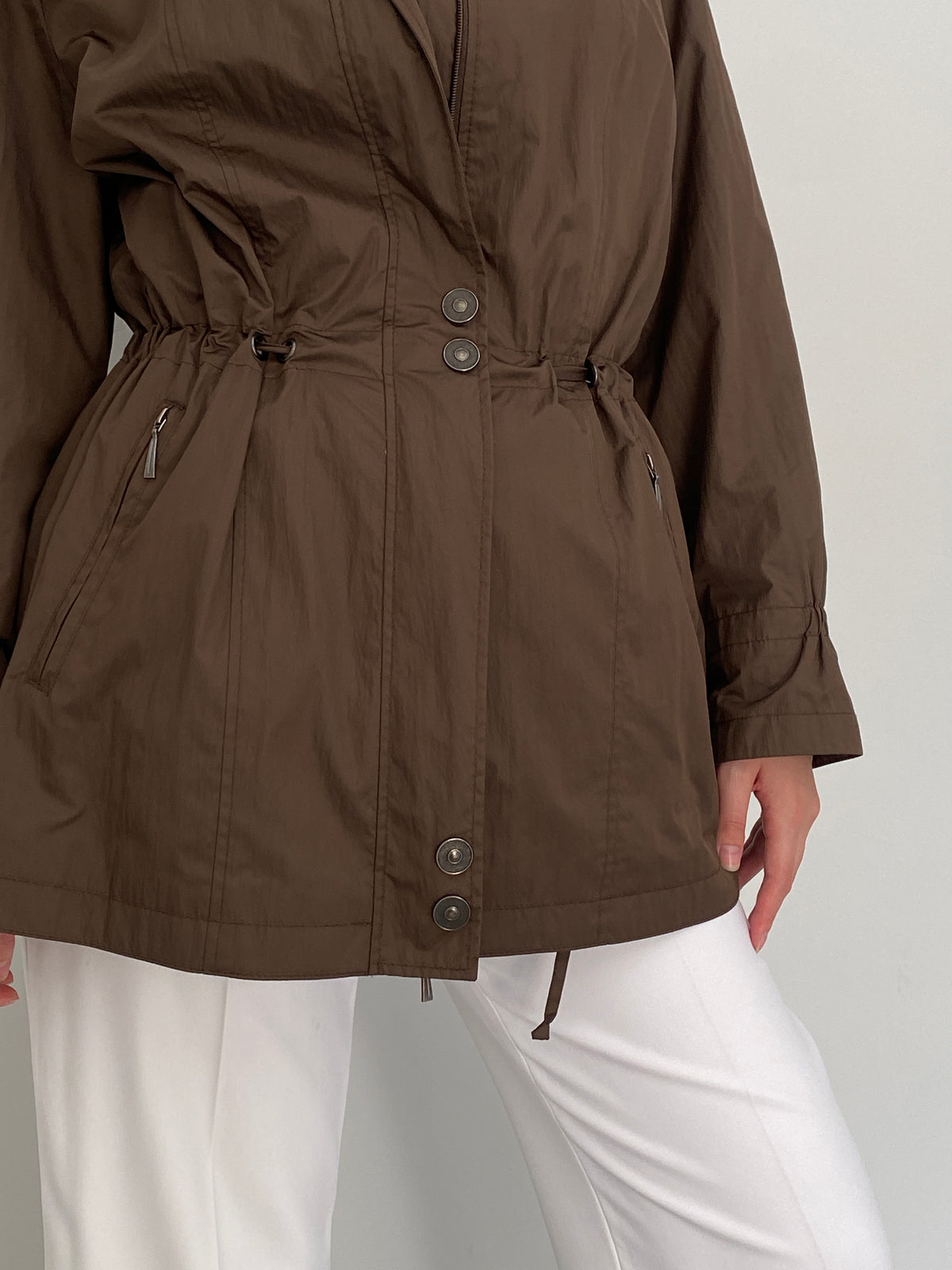 Y2K Opal Woman Chocolate Brown Lightweight Utility Trench Coat – L