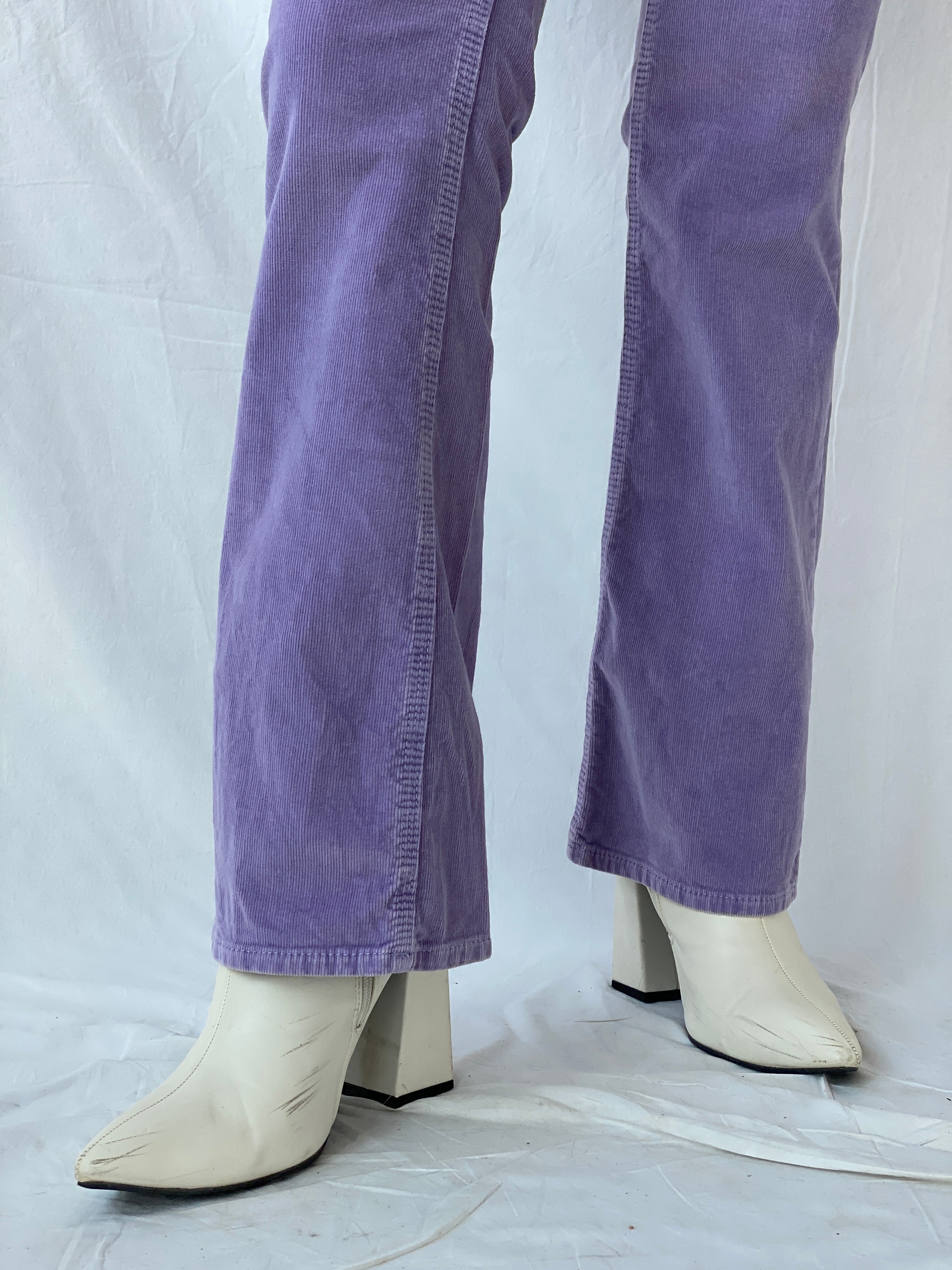 Vintage Y2K Gap Purple Corduroy Ultra Low Rise Stretch Flare Pants - 36EUR