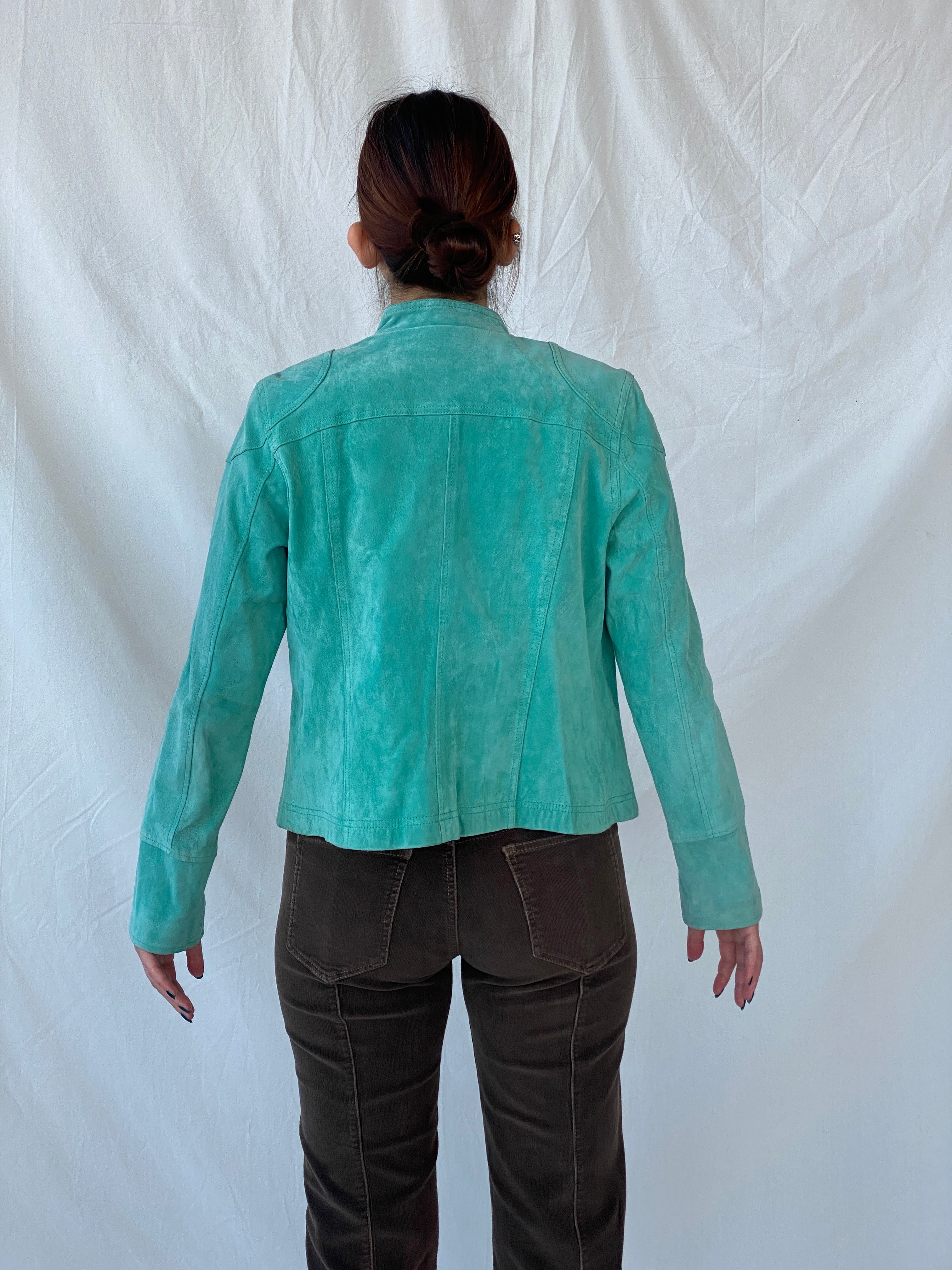 Beautiful RINO & PELLE Biker Style Women’s Blue Genuine Suede Jacket - L