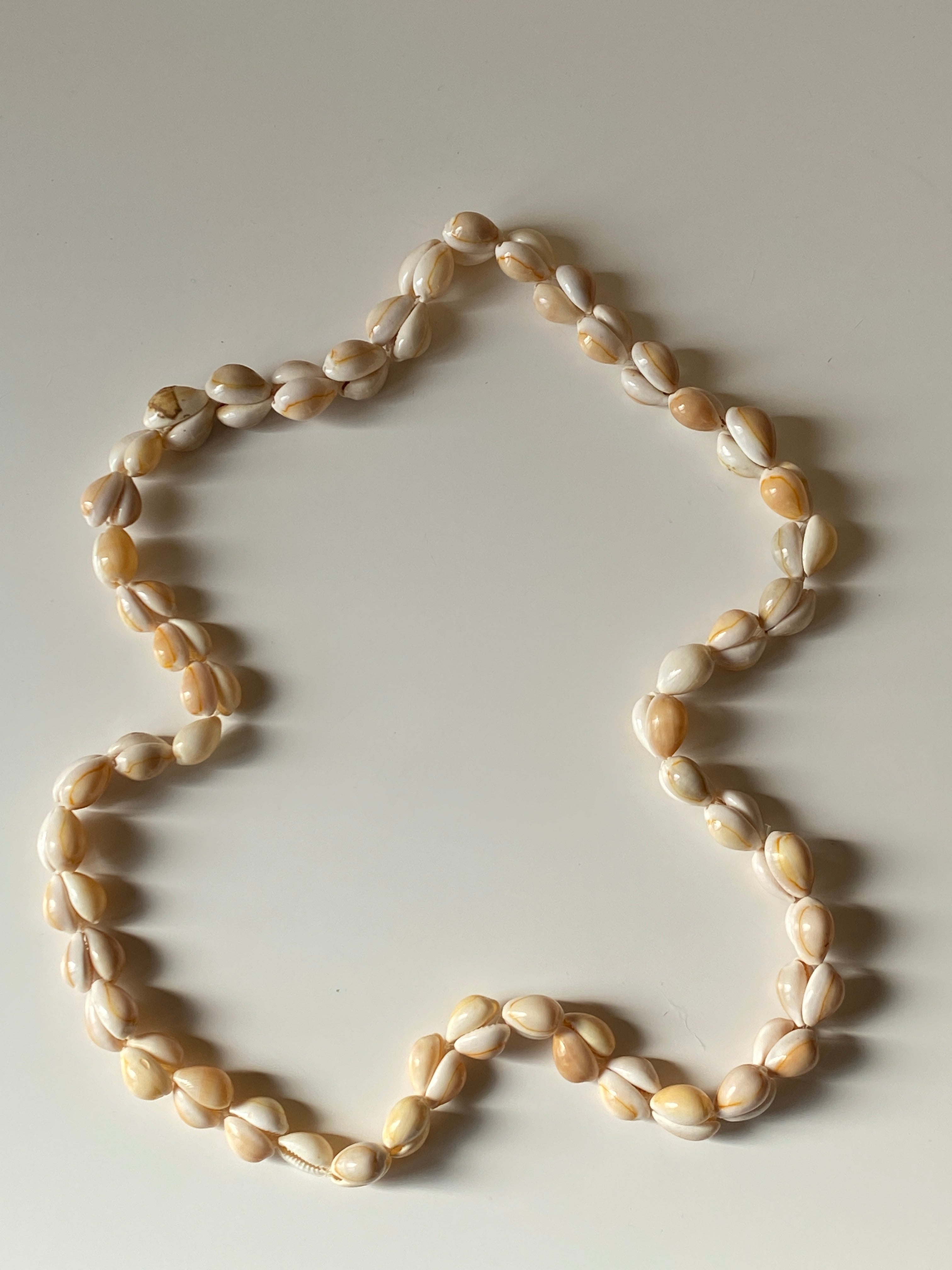 Vintage Natural Cowrie Shell Cream & Sand Tones Boho Beach Necklace