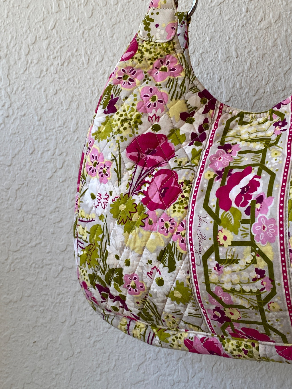Vera Bradley “Make Me Blush” Floral Large Quilted Hobo Shoulder Bag
