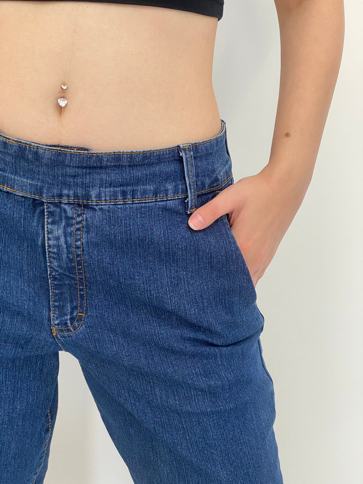Vintage Faded Glory Blue Stretch Denim Low Rise Wide Leg Jeans – 40 EU