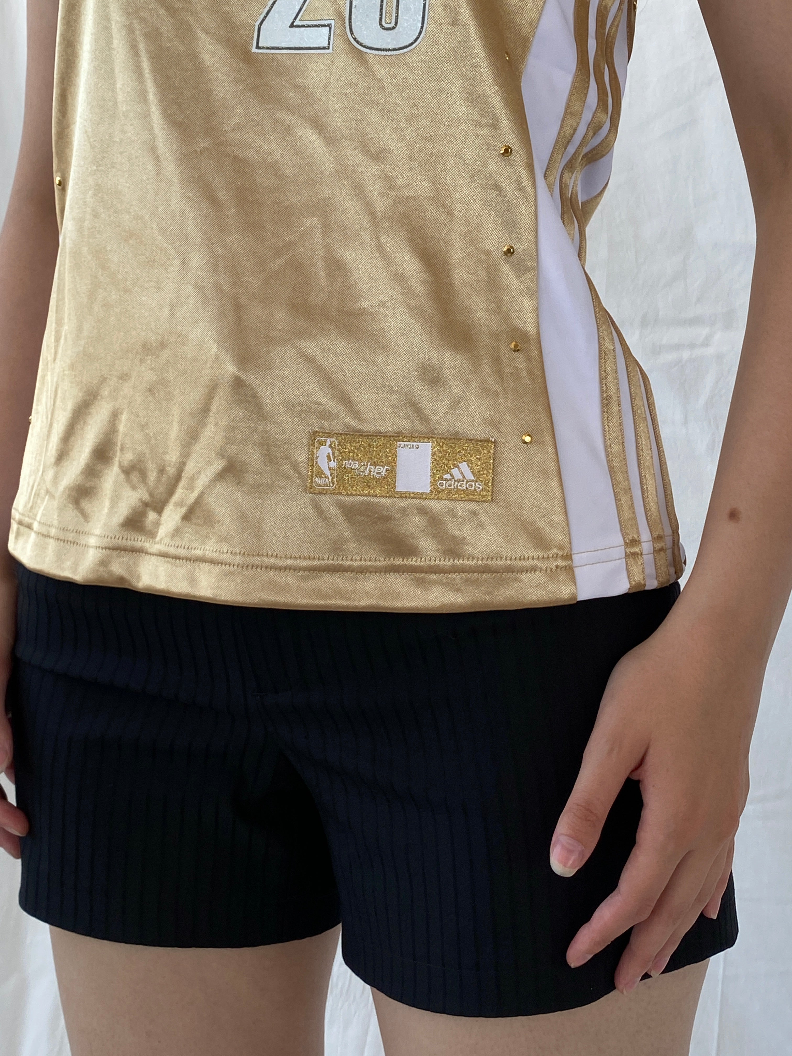 Rare Y2K Adidas NBA LeBron James #23 Gold Cleveland Cavaliers For Her Sporty Basketball Jersey - S