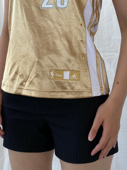 Rare Y2K Adidas NBA LeBron James #23 Gold Cleveland Cavaliers For Her Sporty Basketball Jersey - S