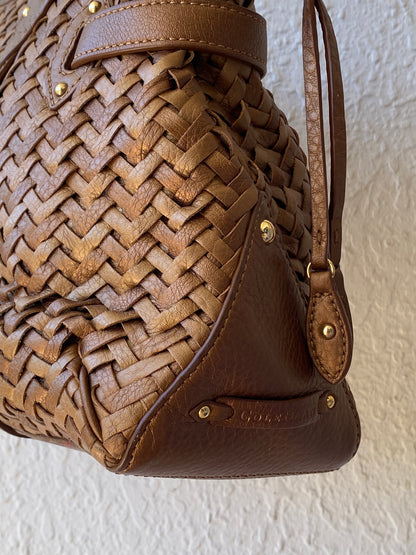 Beautiful Cole Haan Village Weave H06 Purse Woven Leather Bronze Handbag