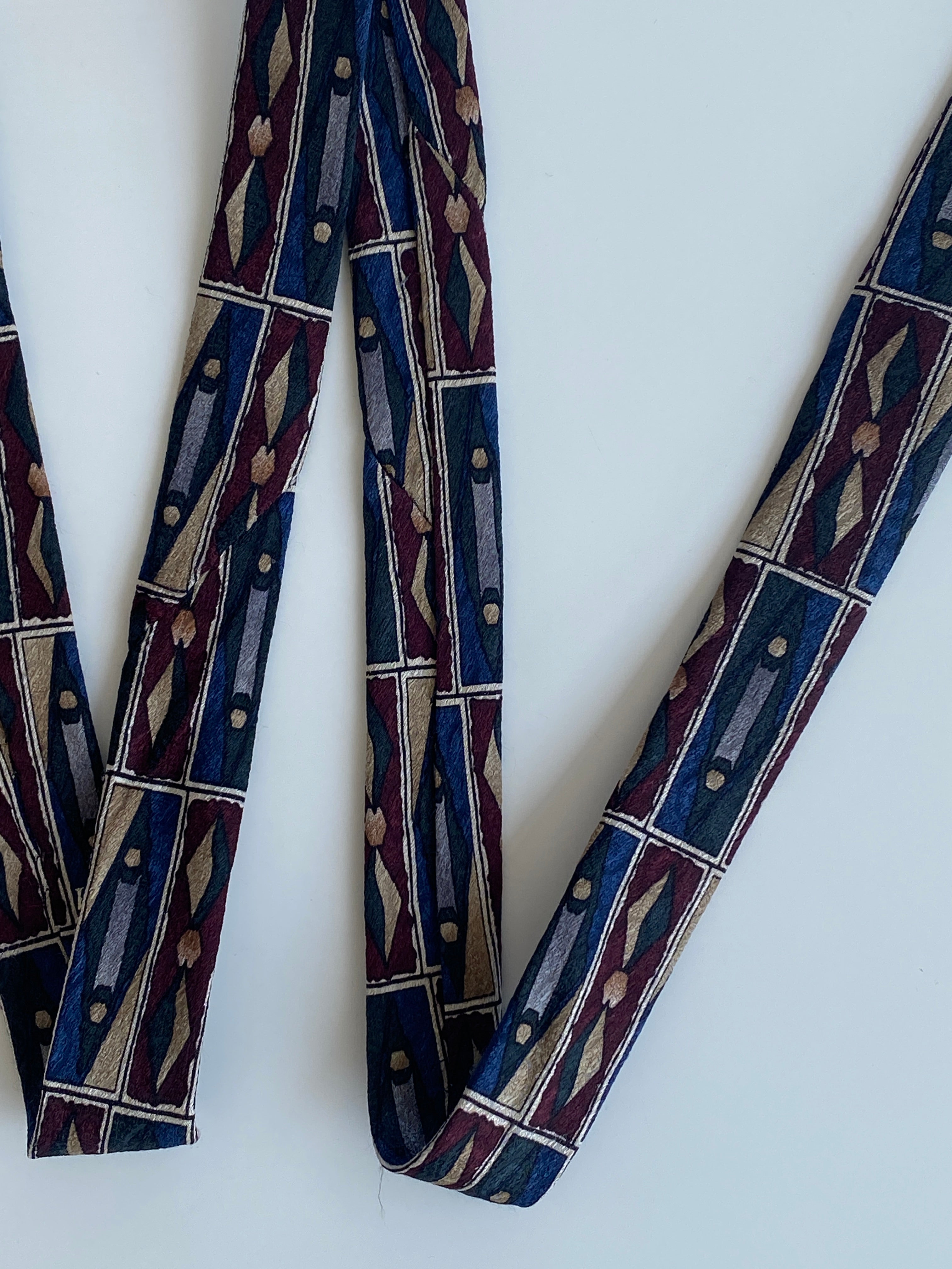 Vintage Cape Cod Neckwear Men’s Silk Navy Tribal Print Tie