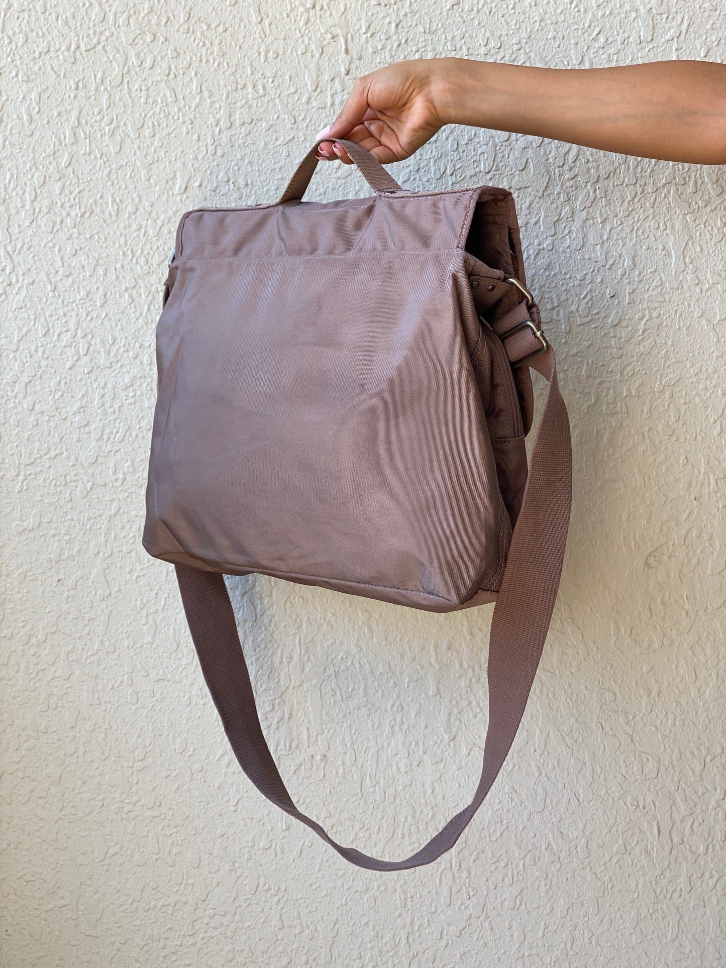 Fossil Taupe Heavyweight Nylon Laptop Messenger Bag
