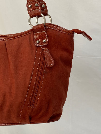 Vintage Alfred Dunner Faux Suede Shoulder Bag Tote with Double Ring Handles