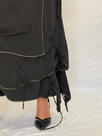 Vintage Y2K TLTN Tolentino Black Utility Wrap Midi Skirt Cotton - XL