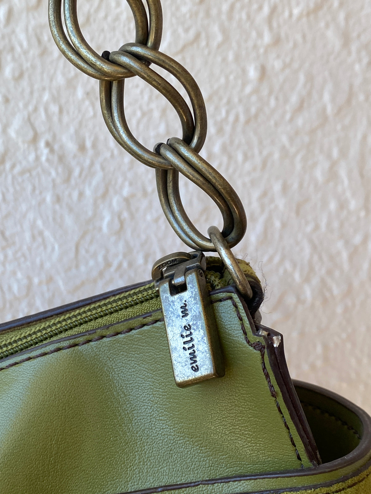 Vintage Emillie M. Green Faux Leather Shoulder Bag with Chain Strap Vintage Emillie M. Green Faux Leather Shoulder Bag with Chain Strap