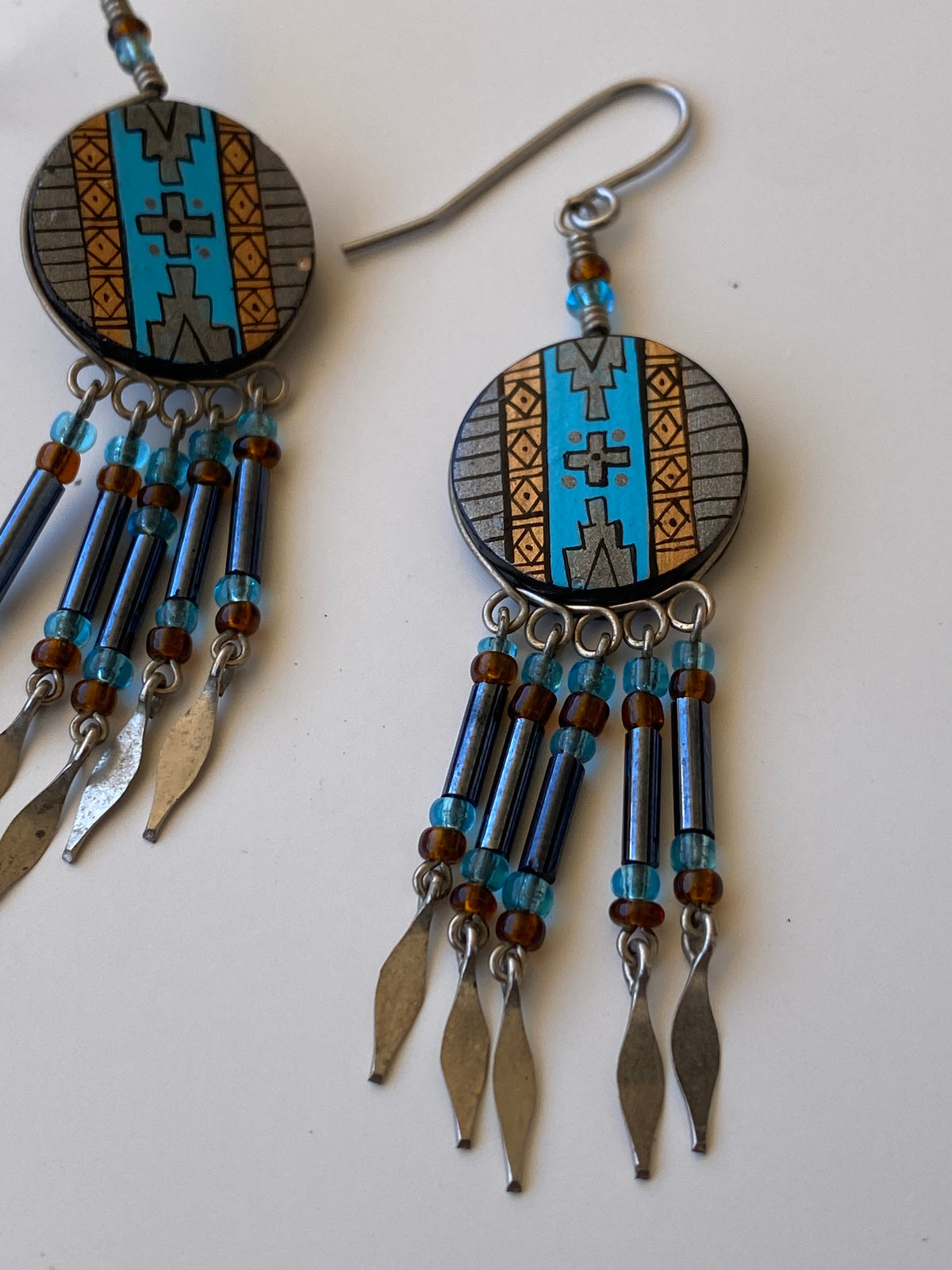 Vintage Southwestern Inspired Beaded Dangle Fringe Earrings Vintage Southwestern Inspired Beaded Dangle Fringe Earrings