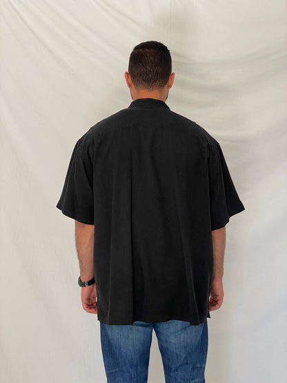 Vintage Y2K Tommy Bahama Black Silk Camp Textured Resort Shirt – XL