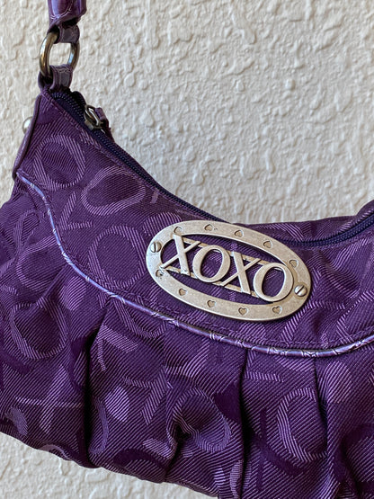 Y2K XOXO Purple Monogram Hobo Bag with Croc-Embossed Handle