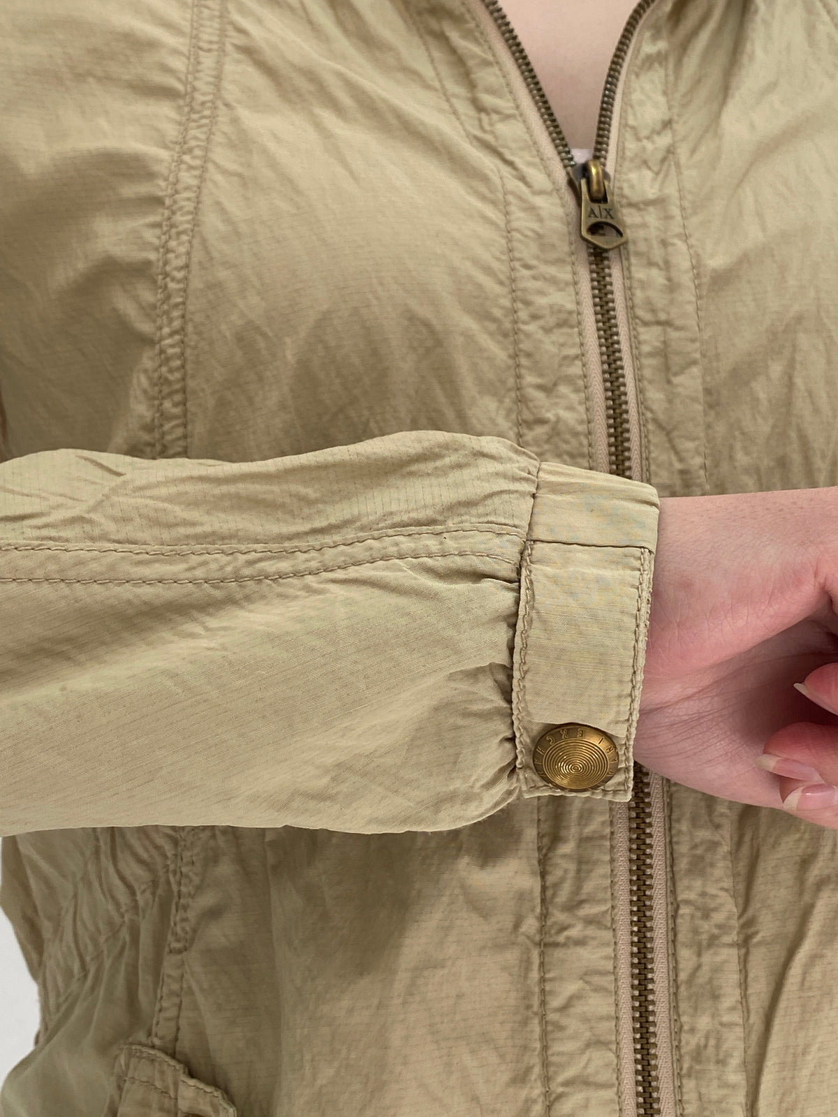 AX Armani Exchange Lightweight Hooded Beige Jacket - S AX Armani Exchange Lightweight Hooded Beige Jacket - S