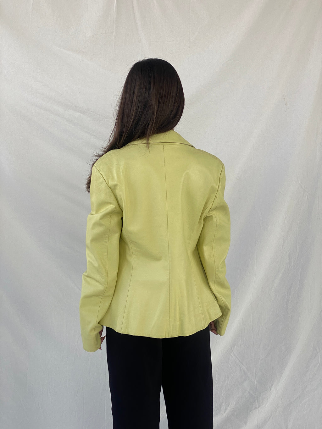 Vintage Mirella Mori Italy Yellow Genuine Leather Blazer -L