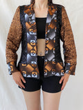 Vintage Geometric Sequin Blazer – Bronze, Black & Silver Statement Jacket - M