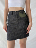 Vintage Jacqueline Riu Black Crystal-Cut Denim Mini Skirt - S