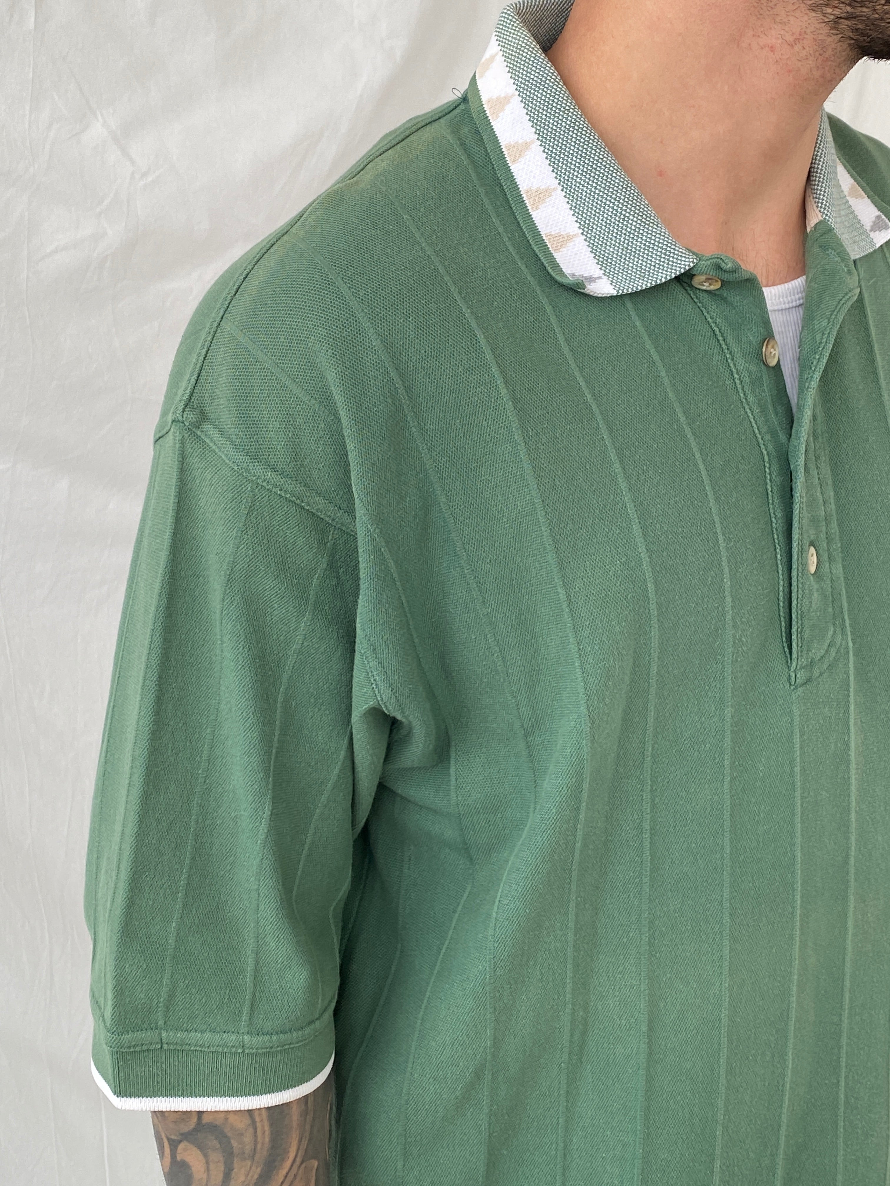 قميص جولف رجالي بياقة بولو خضراء من مجموعة Vintage Greg Norman Collection - مقاس كبير