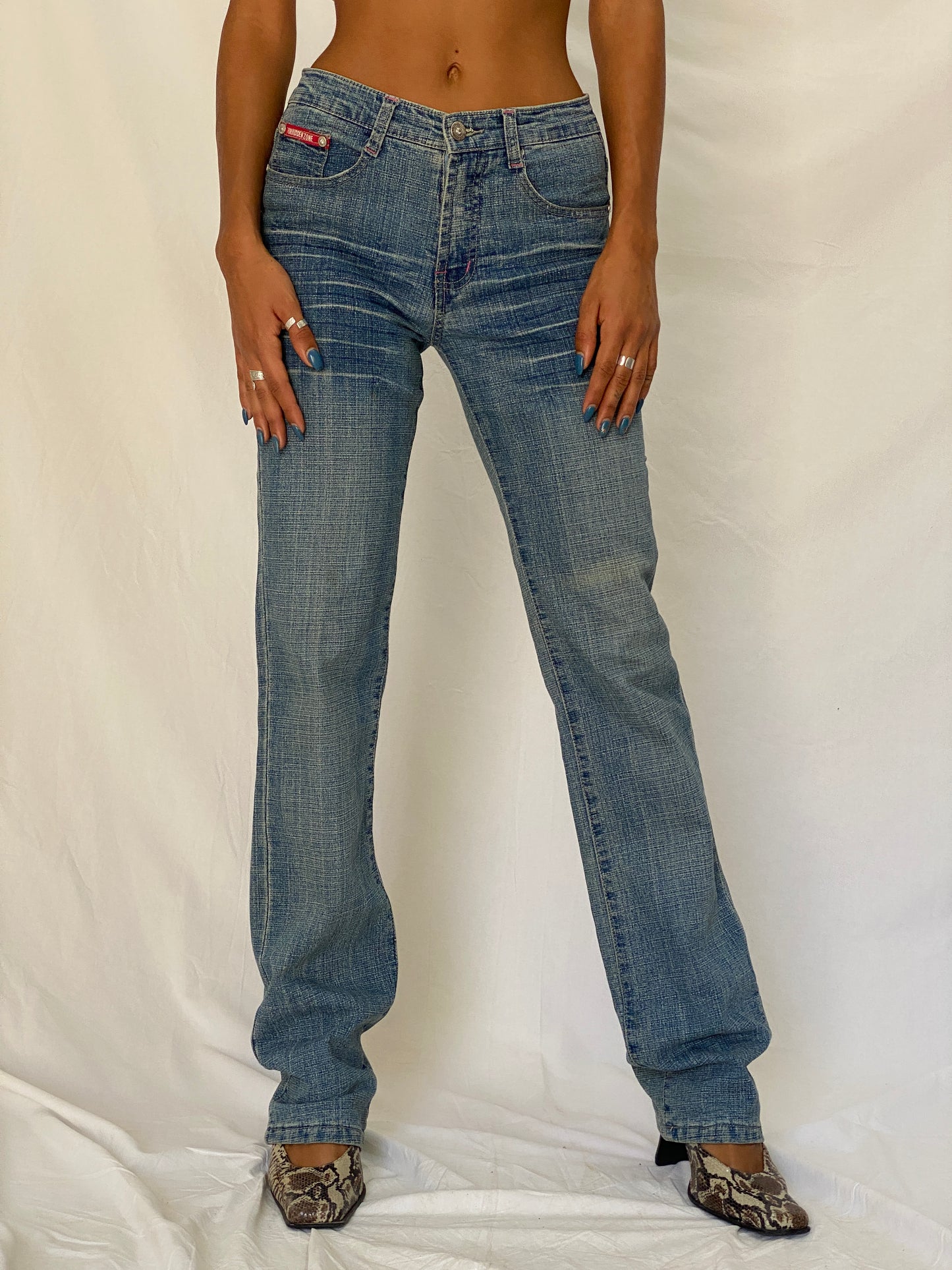 Vintage Y2K Forbidden Zone Blue Faded Low Rise Straight Leg Denim Jeans - S