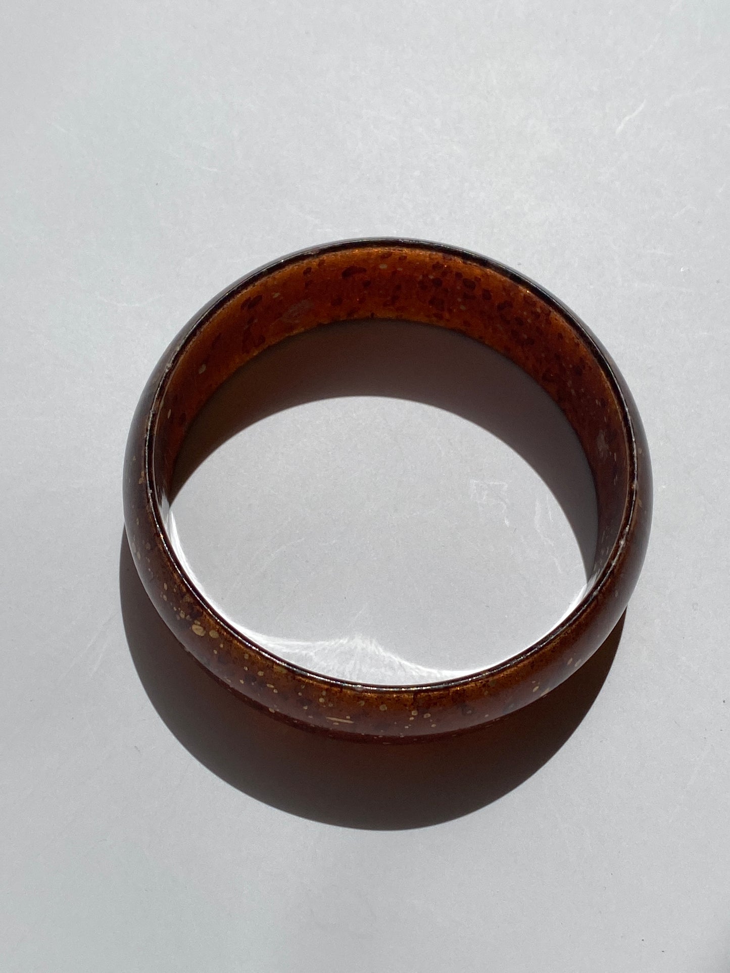 Vintage Root Beer Brown Resin Gold Fleck Bangle Bracelet