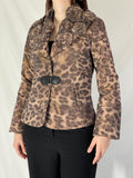 Boko Collection Leopard Print Light Jacket with Floral Collar Detail - M