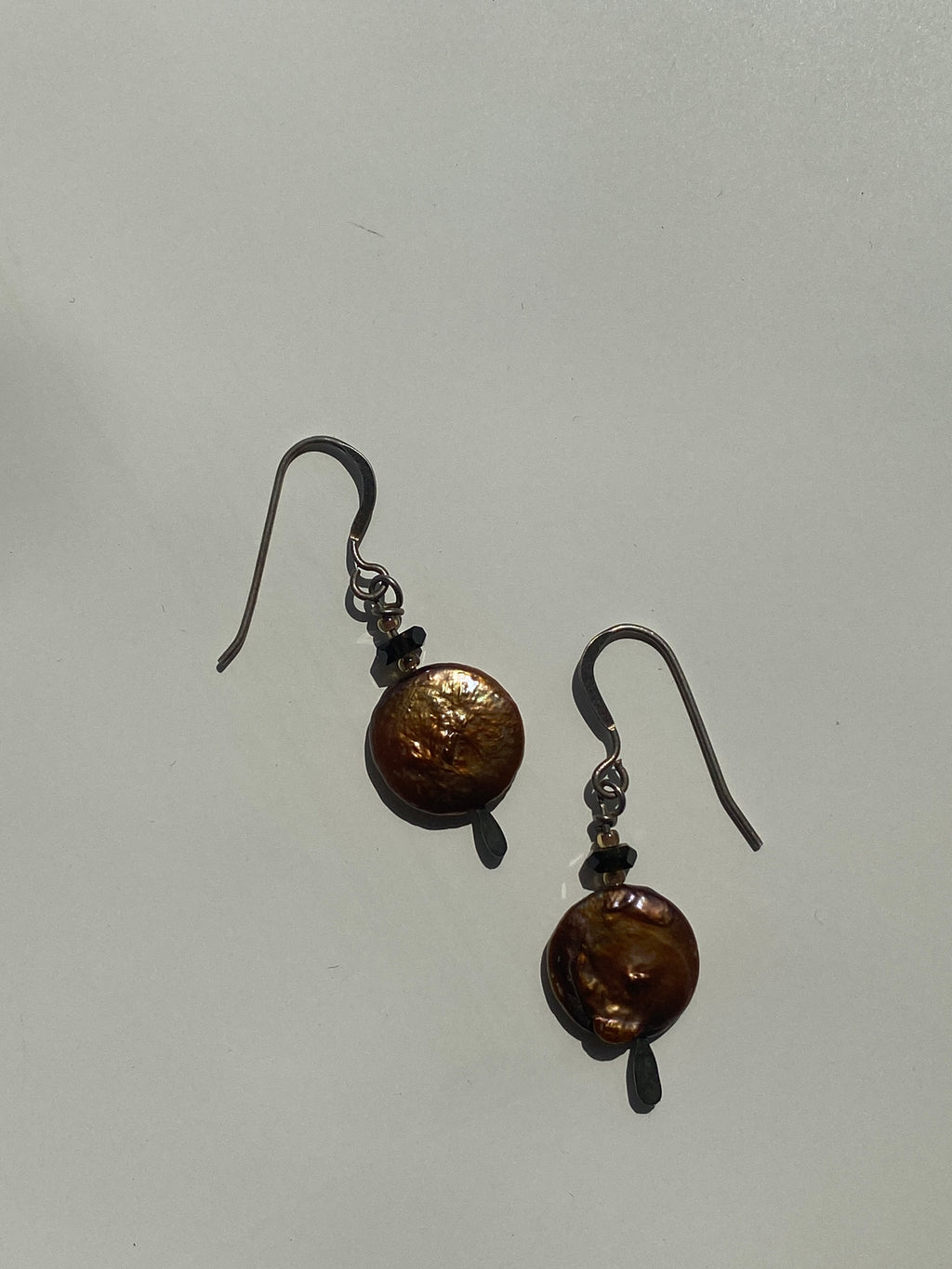 Bronze Freshwater Coin Pearl Drop Earrings