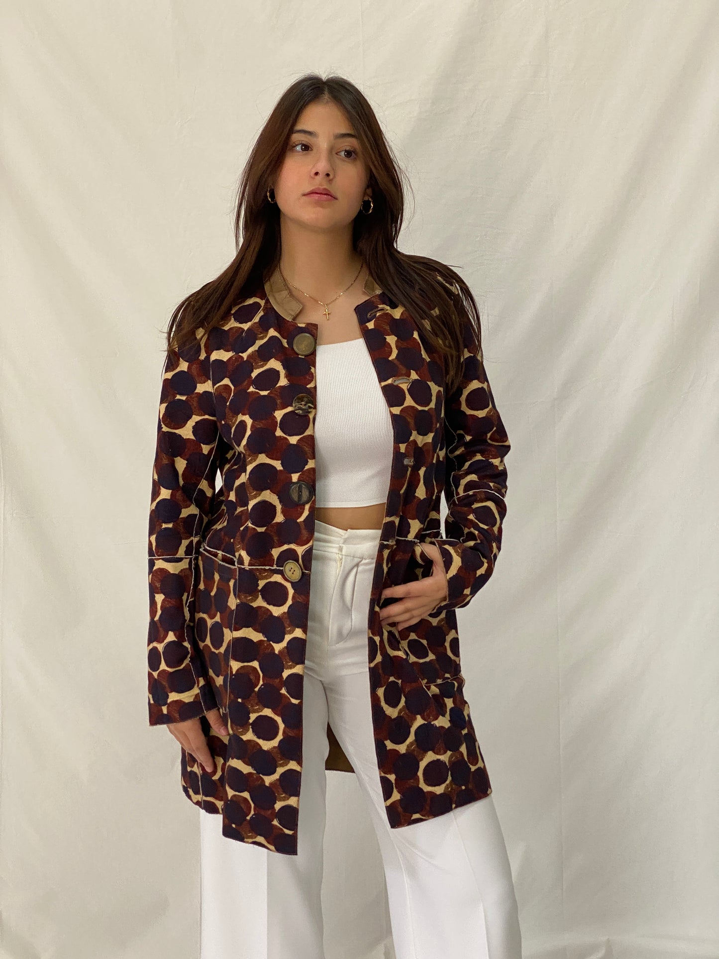 MALIPARMI Italy Reversible Coat Genuine Lambskin Leather & Cotton Designer Jacket - L