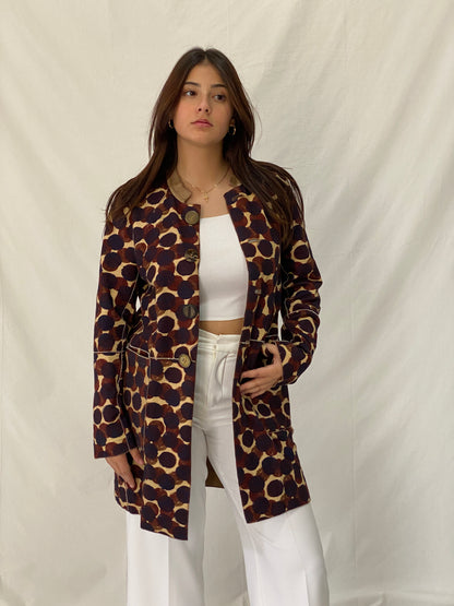 MALIPARMI Italy Reversible Coat Genuine Lambskin Leather & Cotton Designer Jacket - L