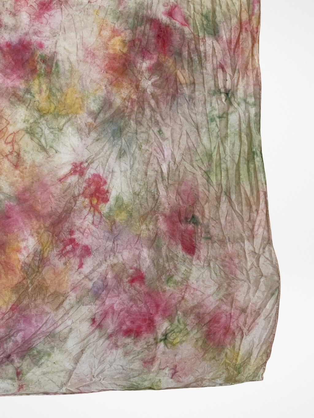 Vintage Happiness 100% Silk Tie-Dye Pink Multicolor Square Scarf