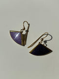 Vintage 1980s Isle of Skye Signed Gold Tone Purple Inlaid Earrings