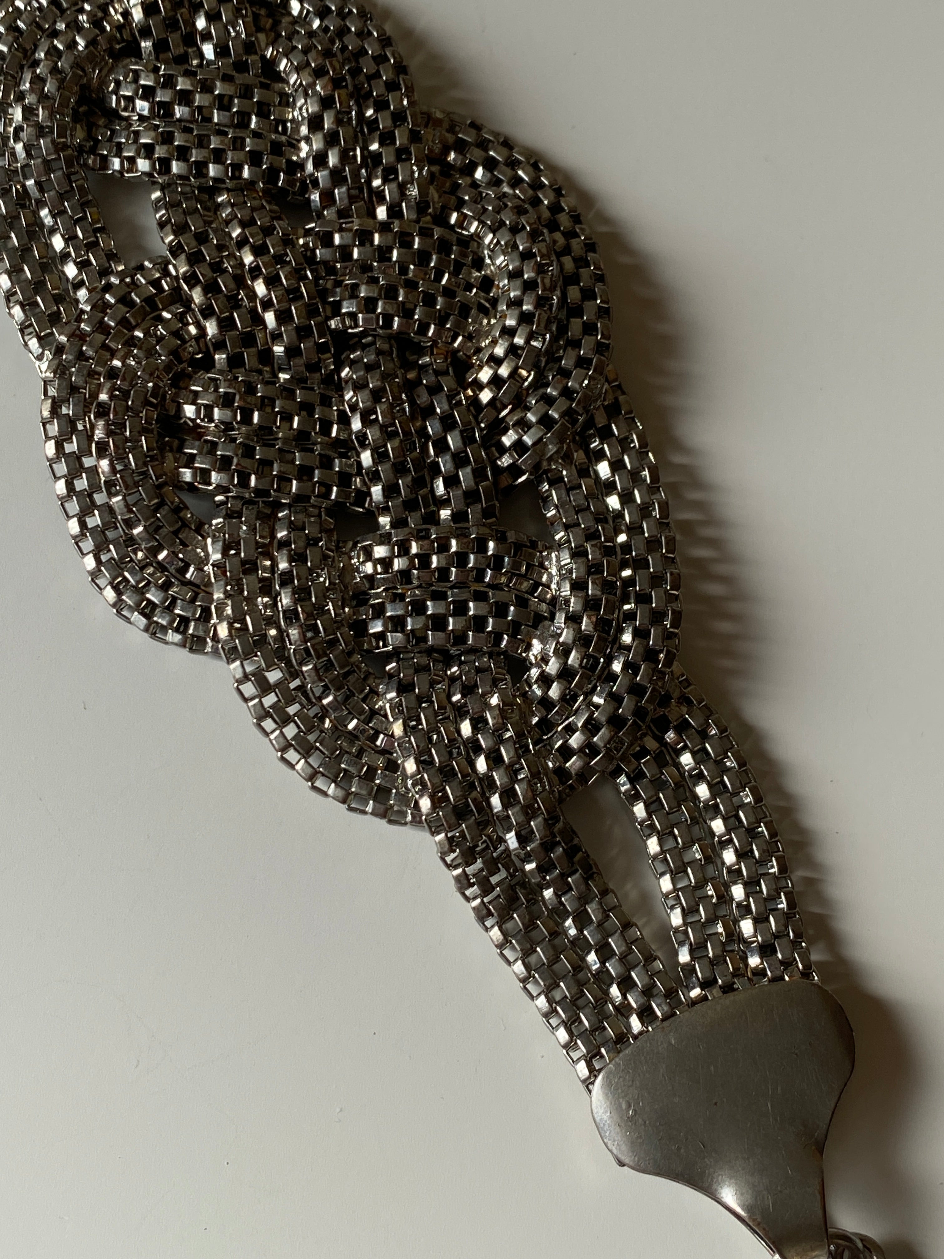 Vintage Silver Tone Multi-Chain Knot Bracelet Statement Mesh Link Bracelet